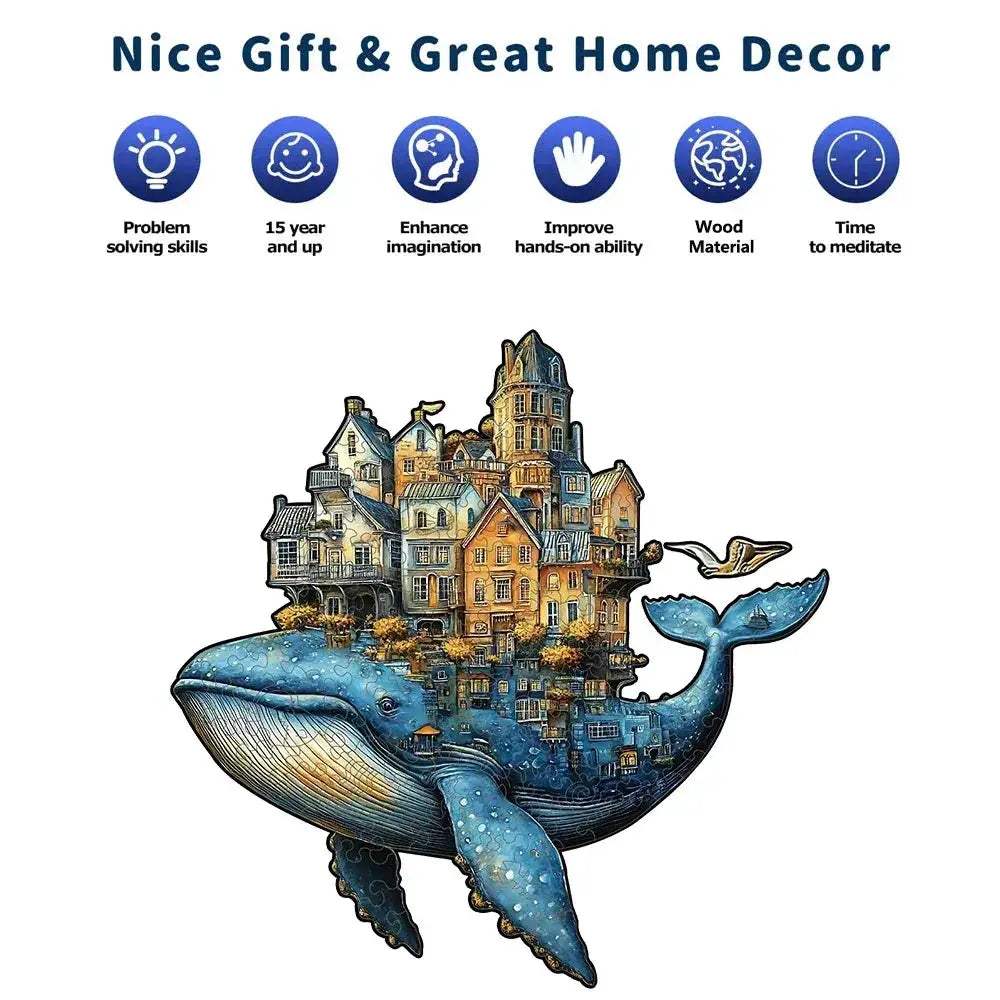 Wooden Puzzle For Adults Whale Castle Unique Shape Jigsaw - ToylandEU