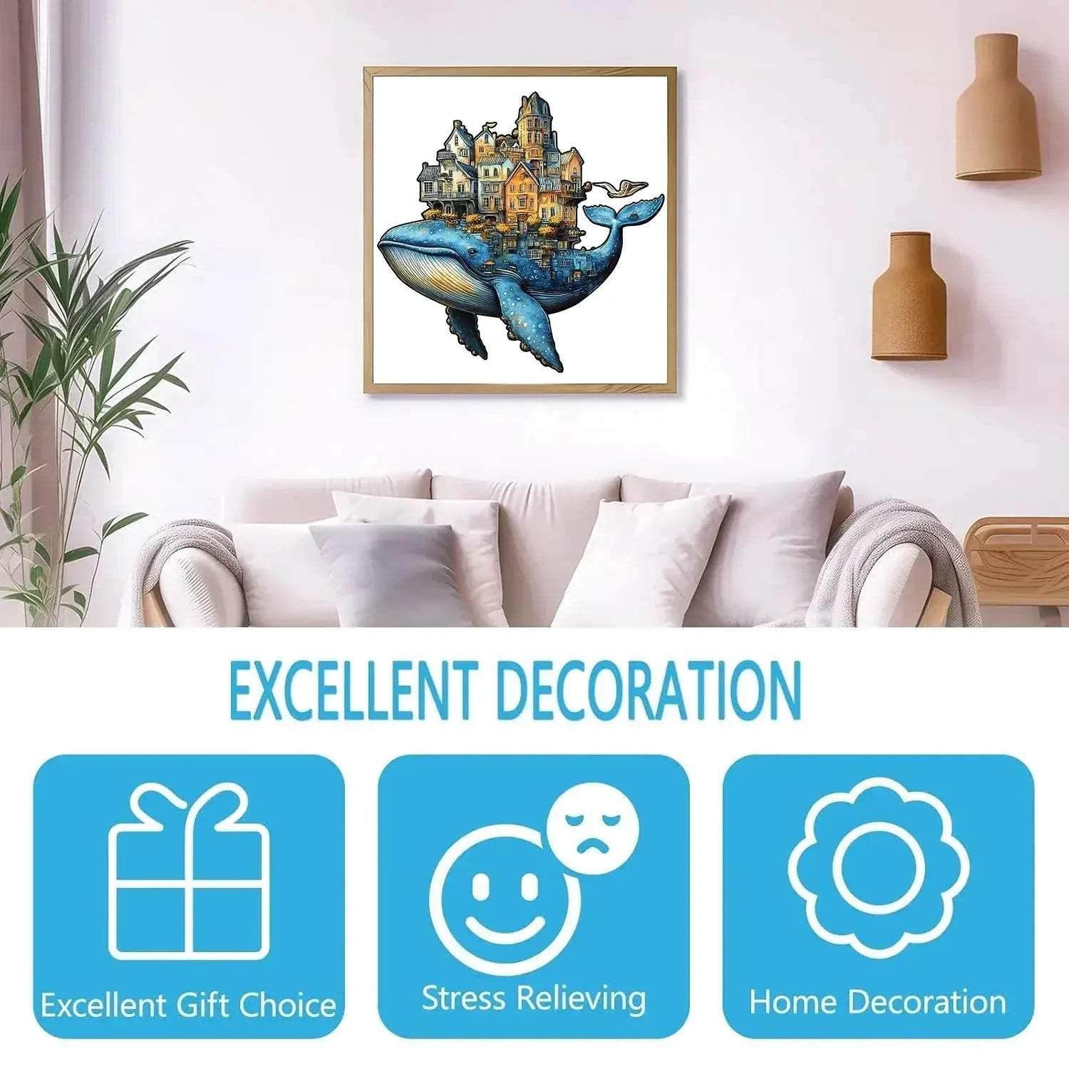 Wooden Puzzle For Adults Whale Castle Unique Shape Jigsaw - ToylandEU