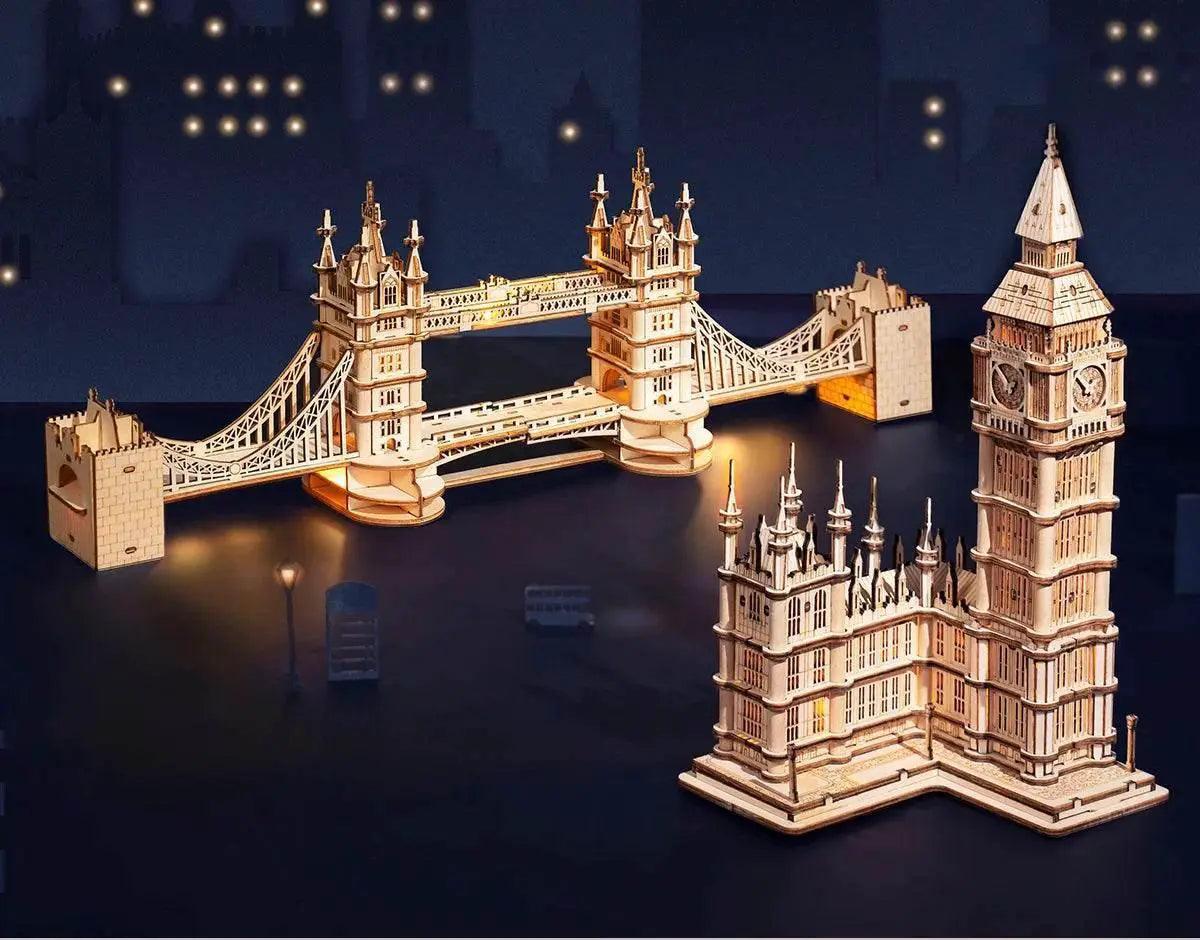 Wooden Puzzle Game DIY 3D Tower Bridge,Big Ben,Famous Building Assembly Toy Gift for Children Teen Adult -  ToylandEU™