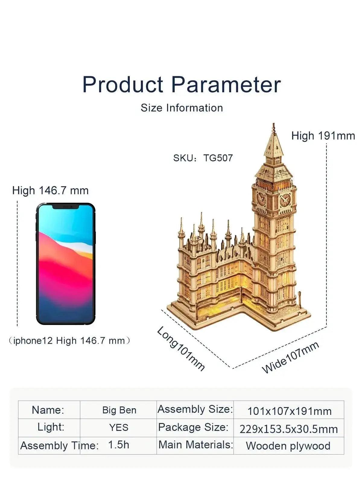  Wooden Puzzle Game DIY 3D Tower Bridge,Big Ben,Famous Building Assembly Toy Gift for Children Teen Adult -  ToylandEU™