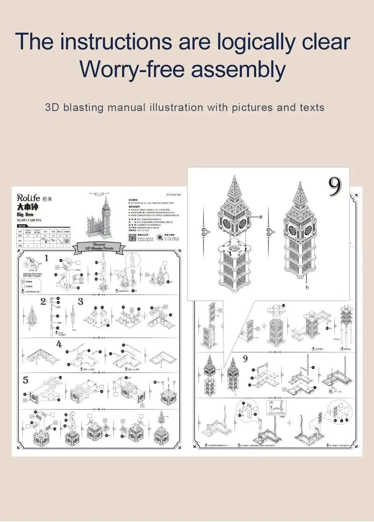  Wooden Puzzle Game DIY 3D Tower Bridge,Big Ben,Famous Building Assembly Toy Gift for Children Teen Adult -  ToylandEU™