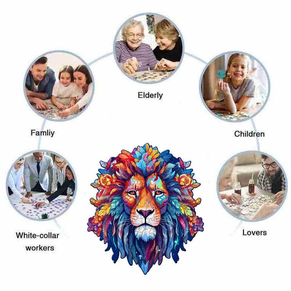 Wooden Puzzle Model Assembly Three Dimensional Lion Pattern - ToylandEU