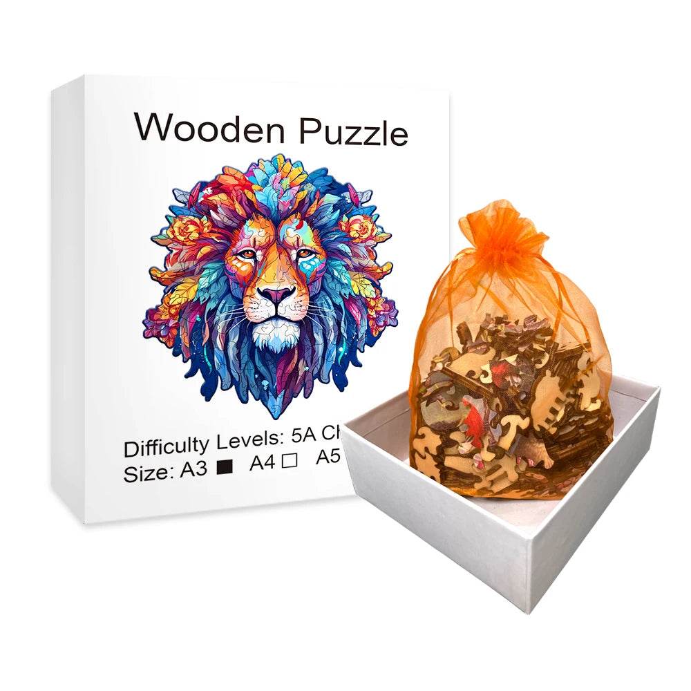 Wooden Puzzle Model Assembly Three Dimensional Lion Pattern - ToylandEU