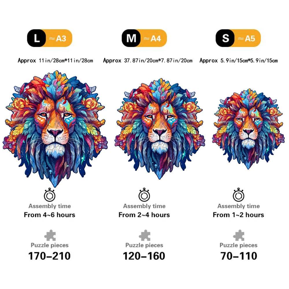 Wooden Puzzle Model Assembly Three Dimensional Lion Pattern - ToylandEU