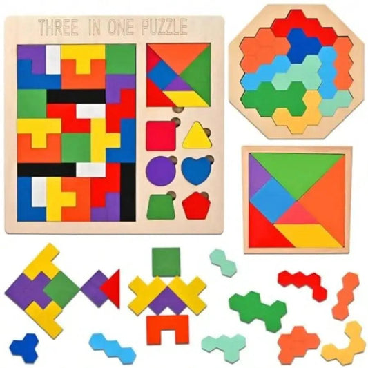  Wooden Puzzle Set Russian Blocks Tangram Brain Teasers -  ToylandEU™
