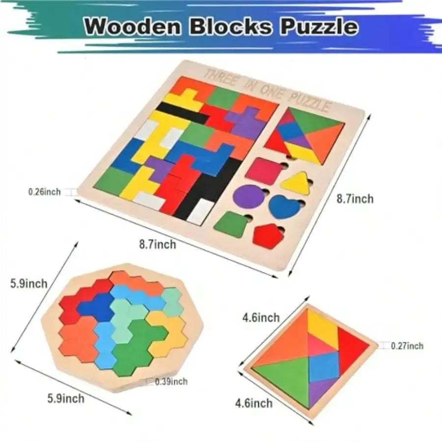  Wooden Puzzle Set Russian Blocks Tangram Brain Teasers -  ToylandEU™