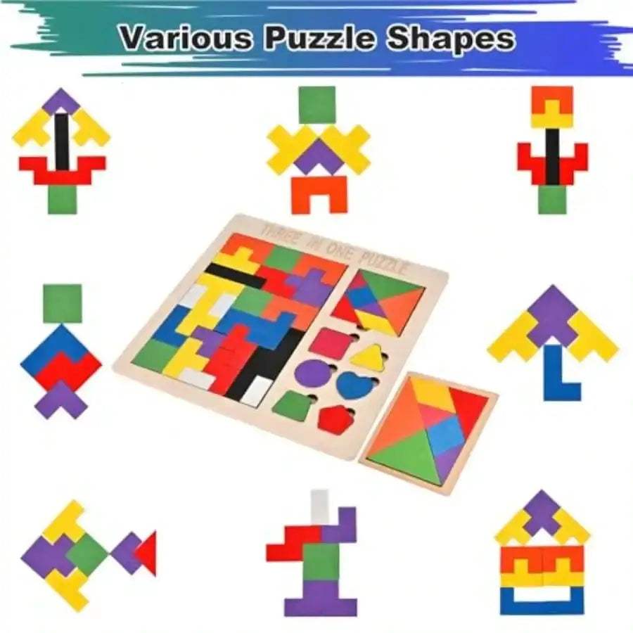  Wooden Puzzle Set Russian Blocks Tangram Brain Teasers -  ToylandEU™