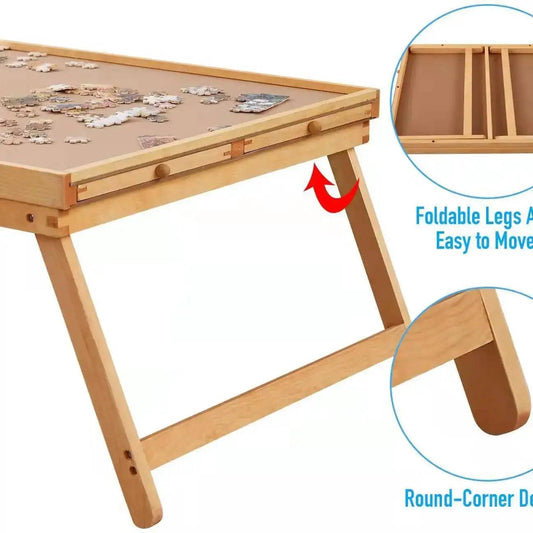  Wooden Puzzle Table With 4 Drawers Folding Storage -  ToylandEU™