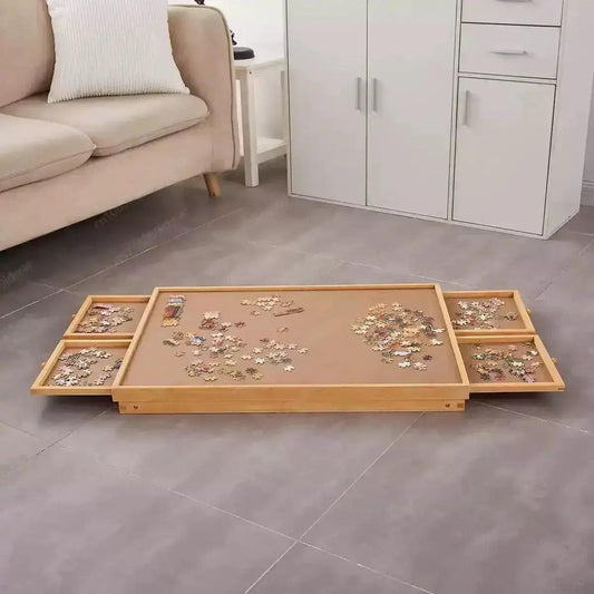  Wooden Puzzle Table With 4 Drawers Folding Storage -  ToylandEU™