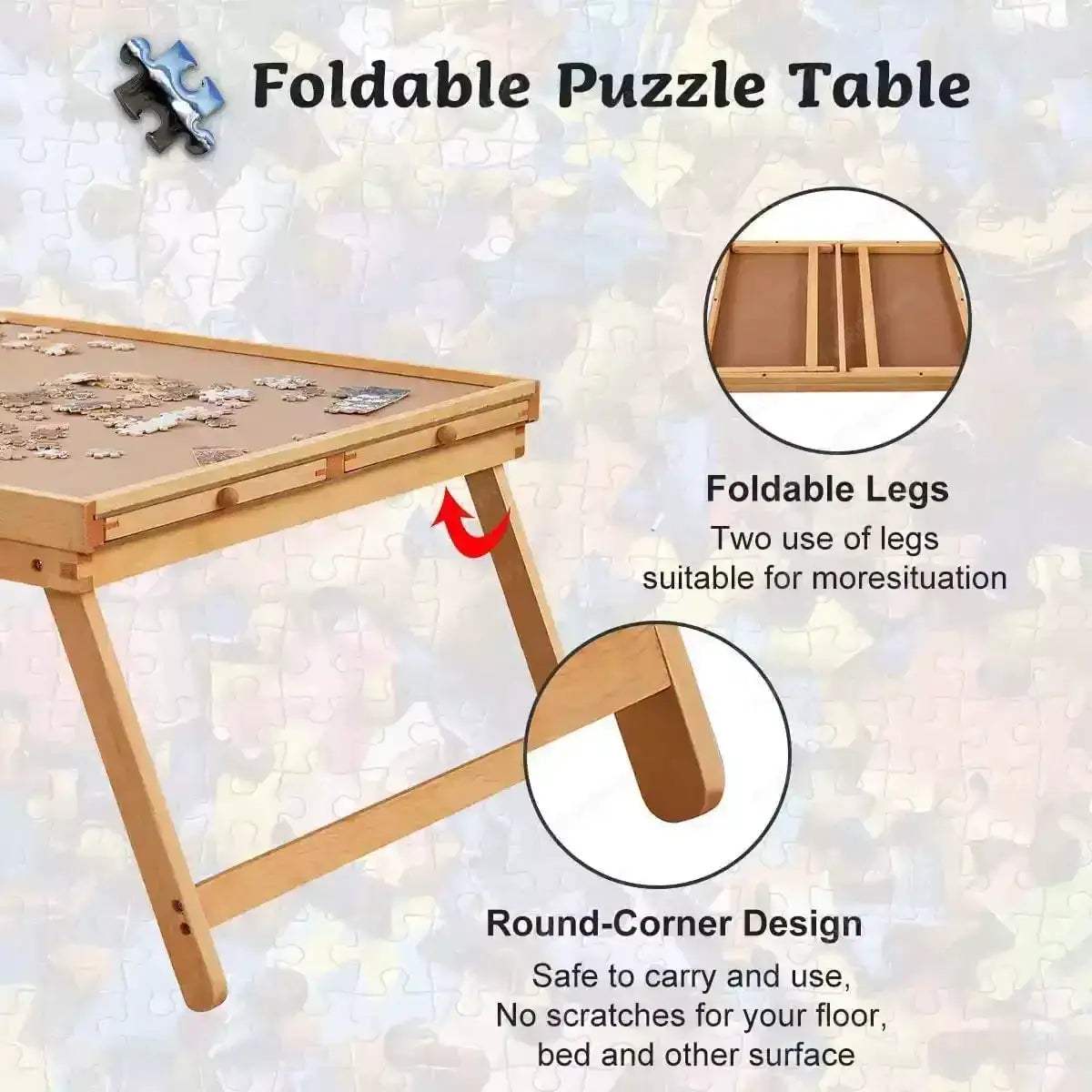  Wooden Puzzle Table With 4 Drawers Folding Storage -  ToylandEU™