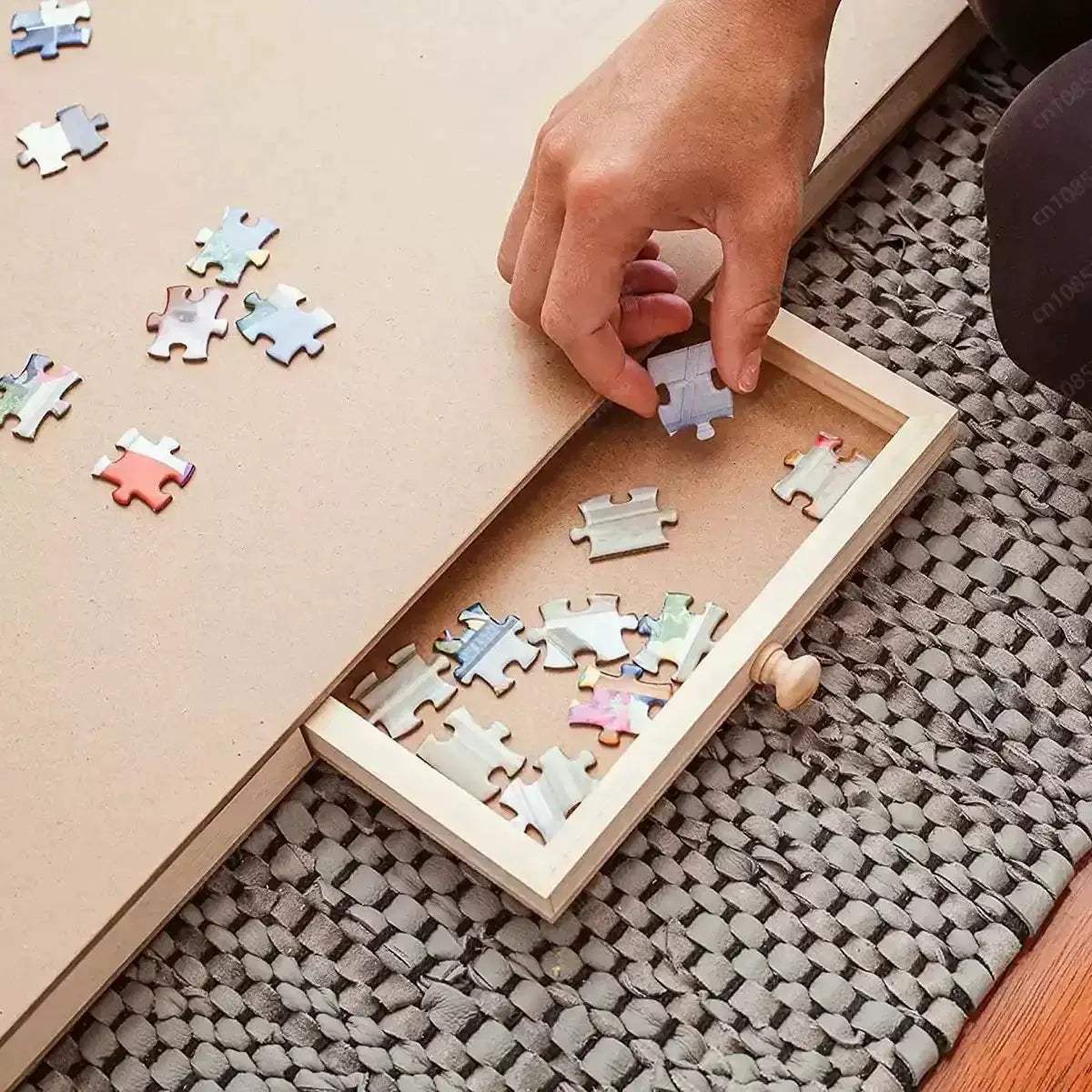  Wooden Puzzle Table With 4 Drawers Folding Storage -  ToylandEU™