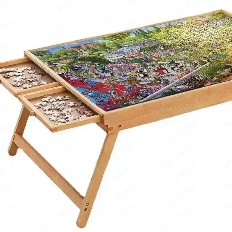  Wooden Puzzle Table With 4 Drawers Folding Storage -  ToylandEU™