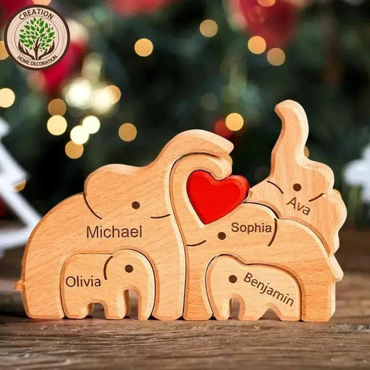  Wooden Puzzles Elephant Family Customizable Gift -  ToylandEU™