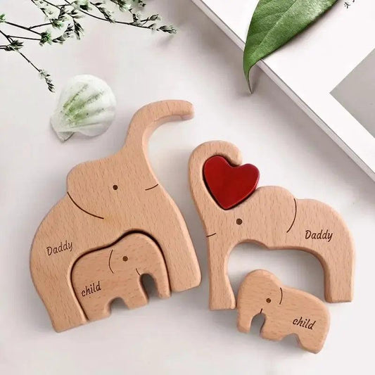  Wooden Puzzles Elephant Family Customizable Gift -  ToylandEU™