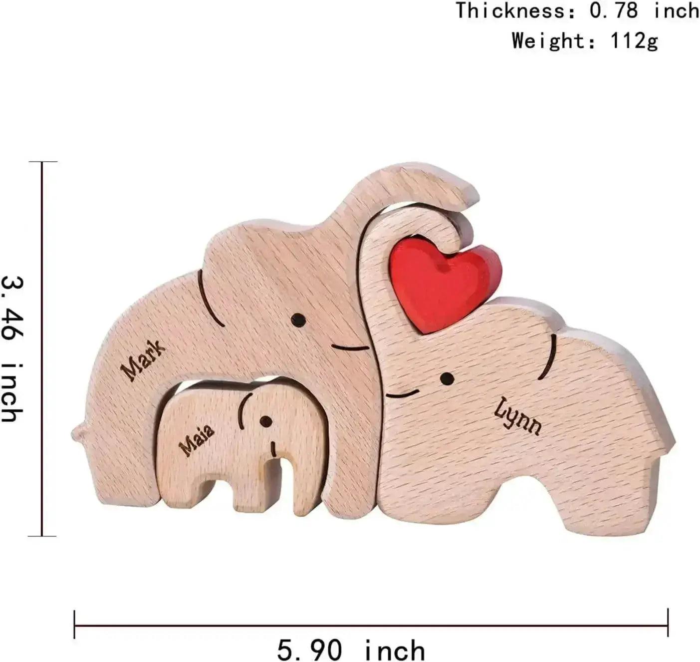  Wooden Puzzles Elephant Family Customizable Gift -  ToylandEU™