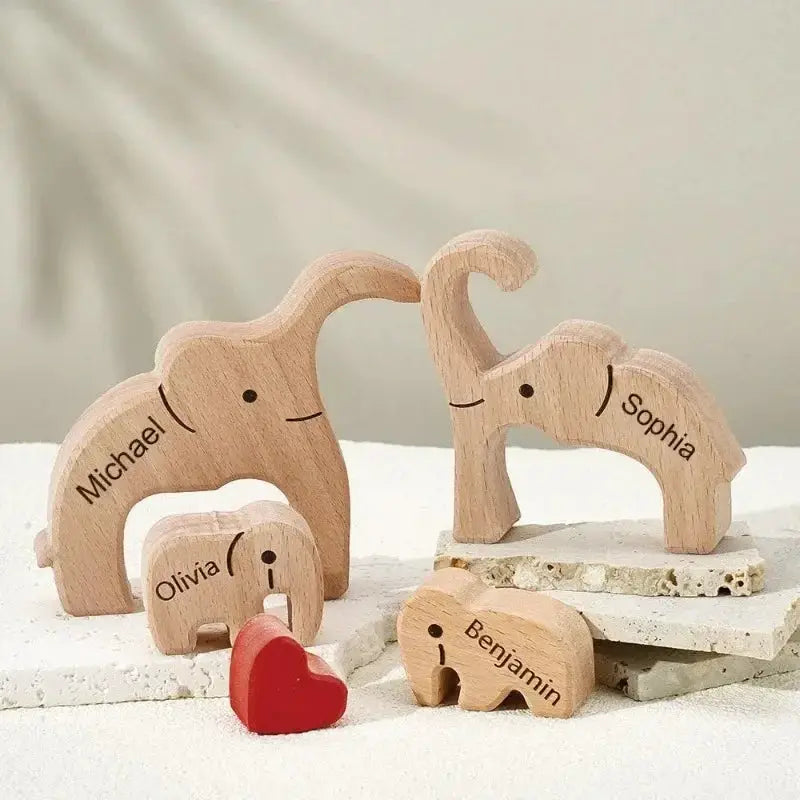 Wooden Puzzles Elephant Family Customizable Gift For Loved Ones - ToylandEU