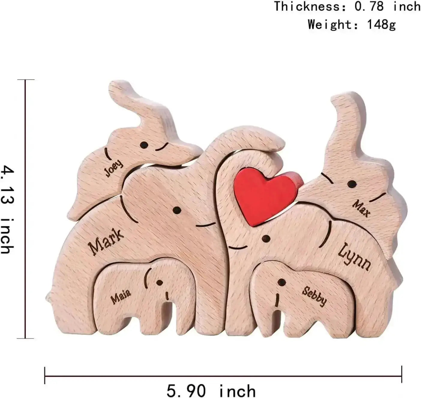 Wooden Puzzles Elephant Family Customizable Gift For Loved Ones - ToylandEU