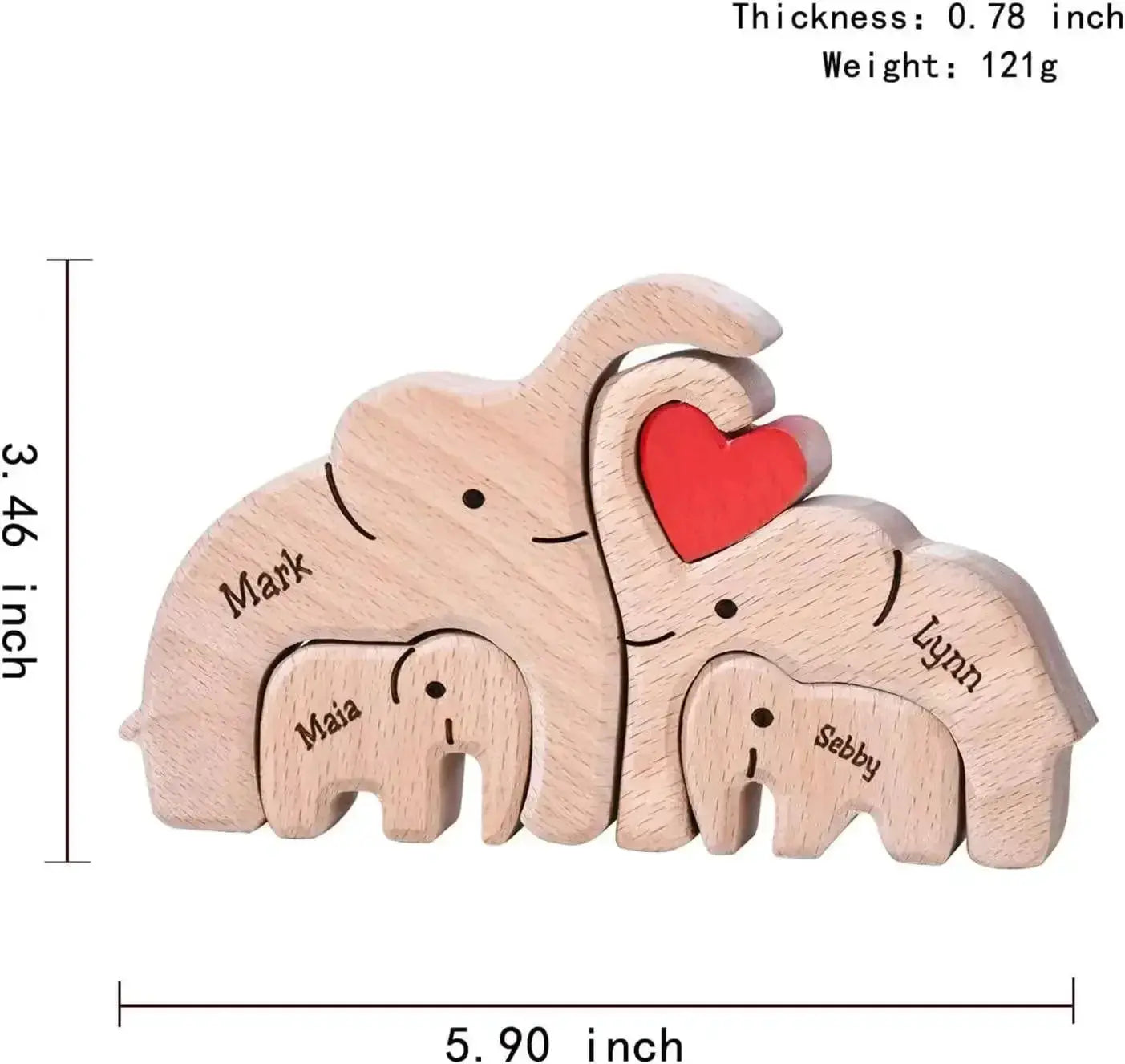 Wooden Puzzles Elephant Family Customizable Gift For Loved Ones - ToylandEU