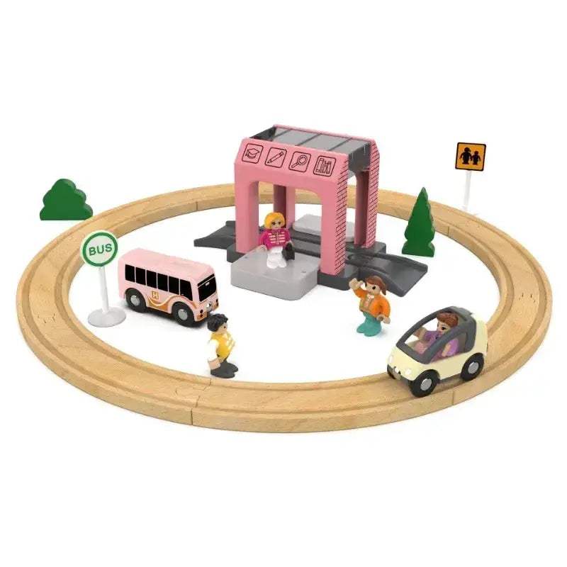 Wooden Railway Track Set With Magnetic Train Car For Kids - ToylandEU