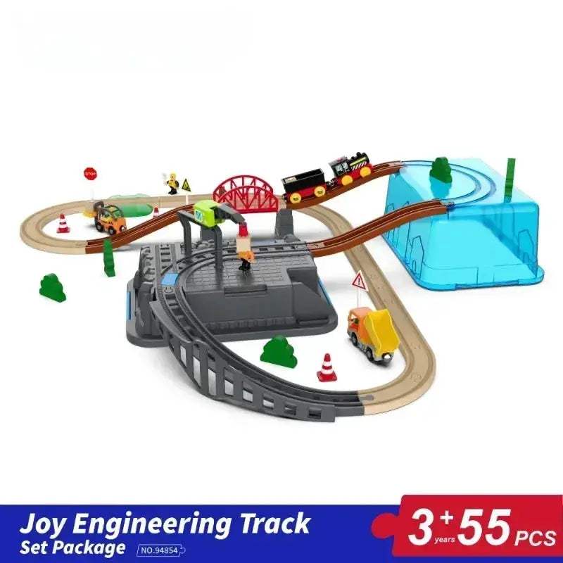 Wooden Railway Track Set With Magnetic Train Car For Kids - ToylandEU