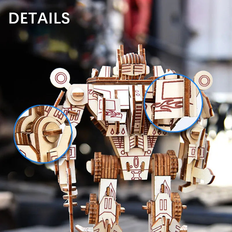 Wooden Robot 3D Puzzle Kit For DIY STEM Fun Educational - ToylandEU