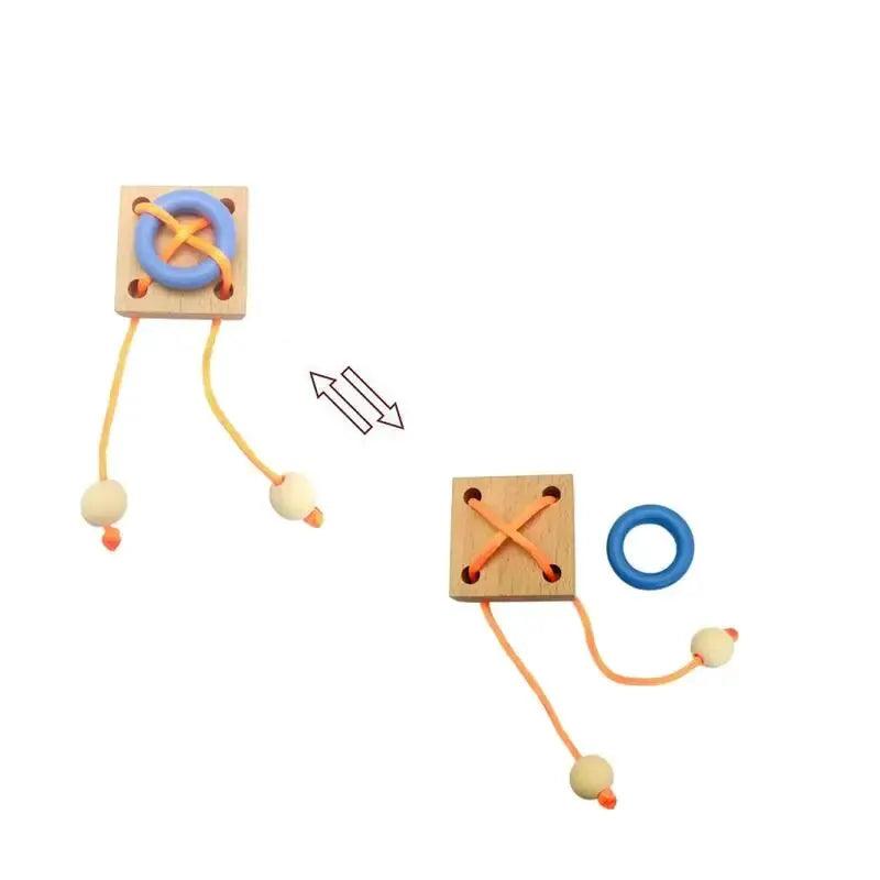  Wooden Rope Puzzle Brain Training Mind Teaser Durable -  ToylandEU™