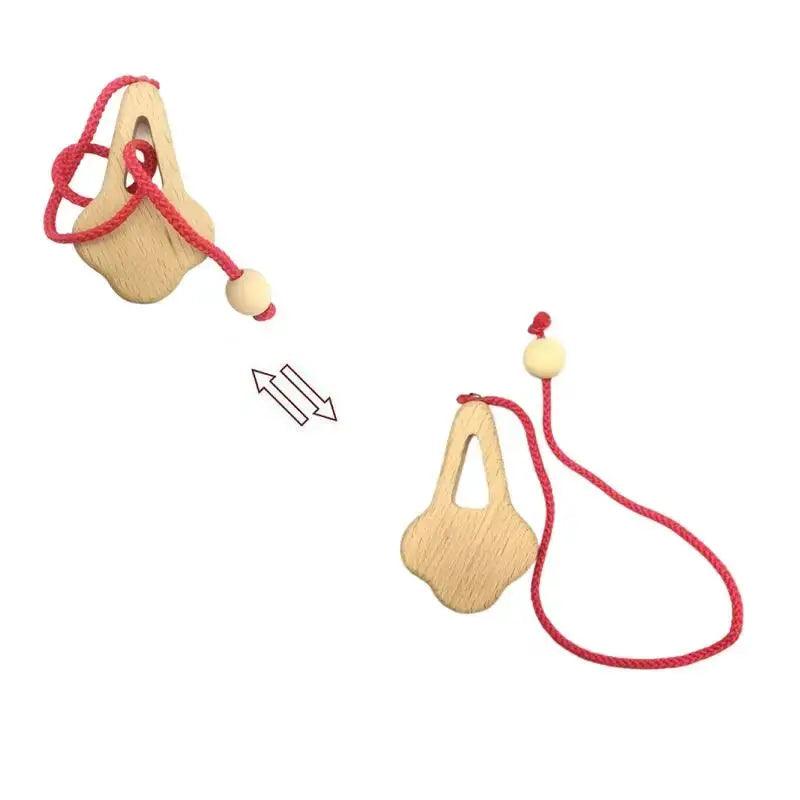  Wooden Rope Puzzle Brain Training Mind Teaser Durable -  ToylandEU™