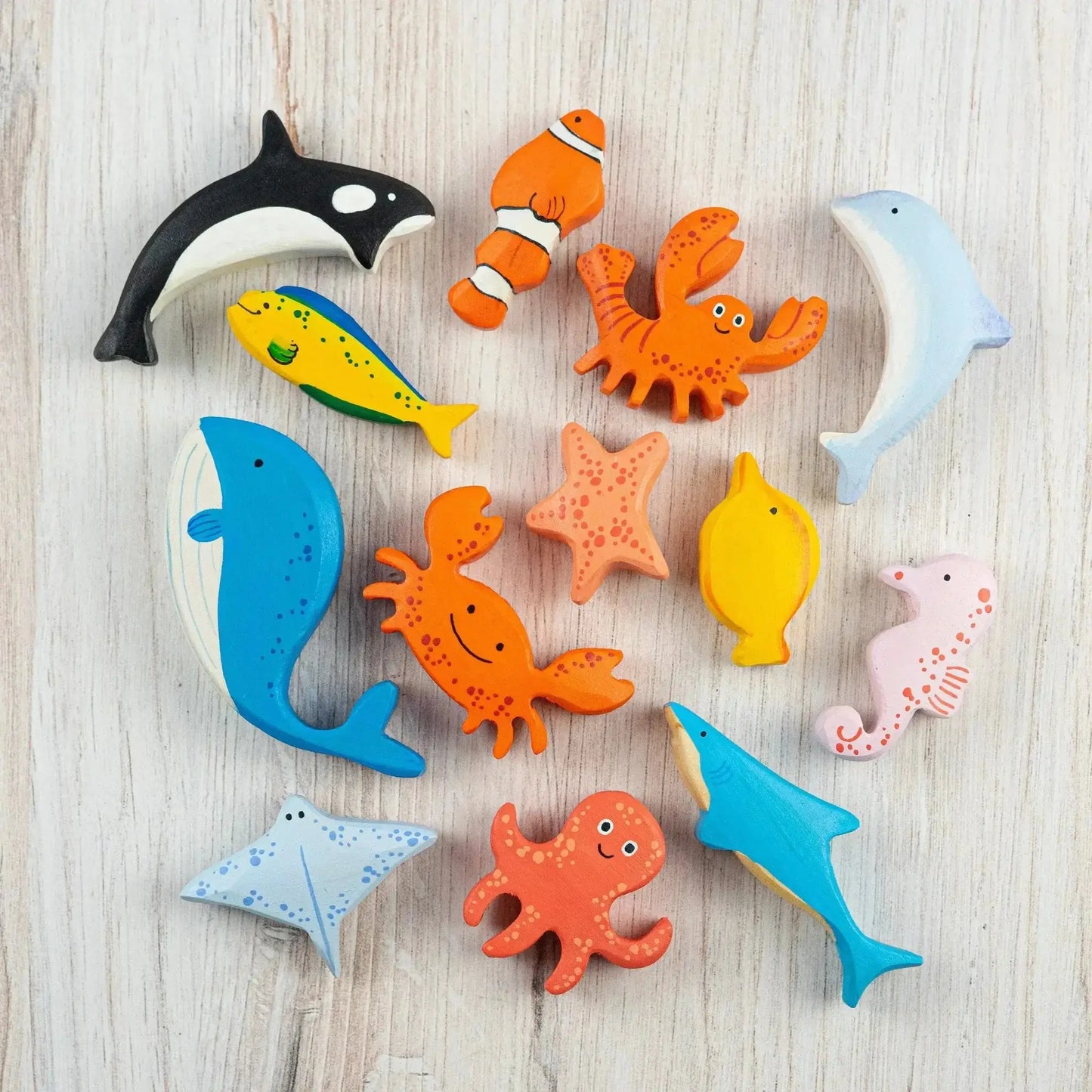 Wooden Sea Creatures Set Of 13 Handcrafted Toys For Kids - ToylandEU