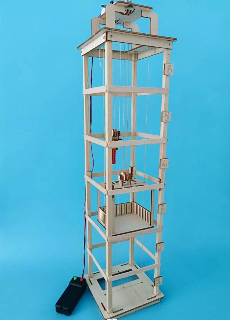 Wooden Six-story Elevator Model Kids Science Toy Funny Technology Physics Kit Educational Toys for Children Learning Toy - ToylandEU