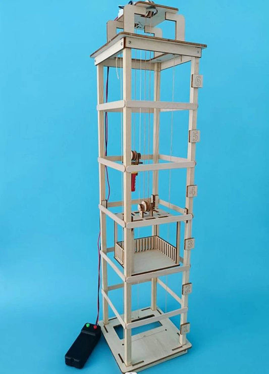 Wooden Six-story Elevator Model Kids Science Toy Funny Technology Physics Kit Educational Toys for Children Learning Toy - ToylandEU