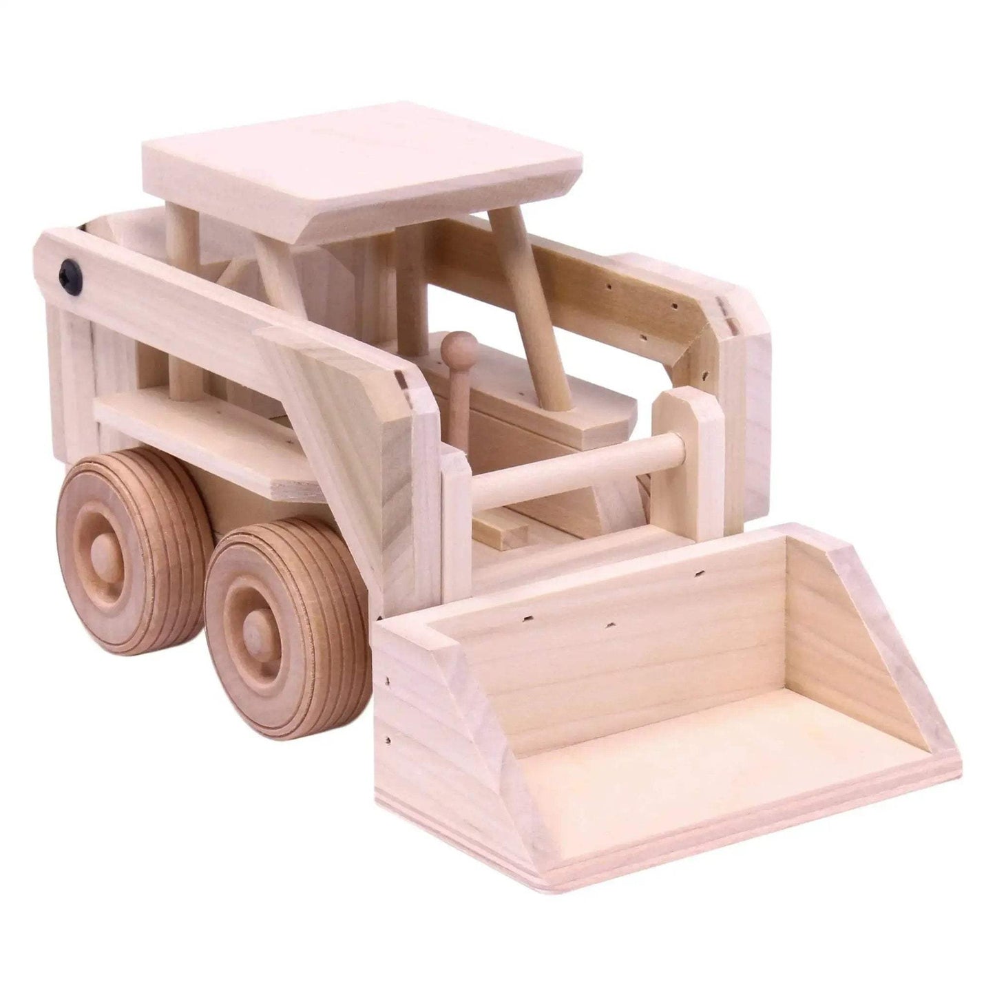 Wooden Skid Loader Toy, Skid Steer with Movable Bucket - ToylandEU