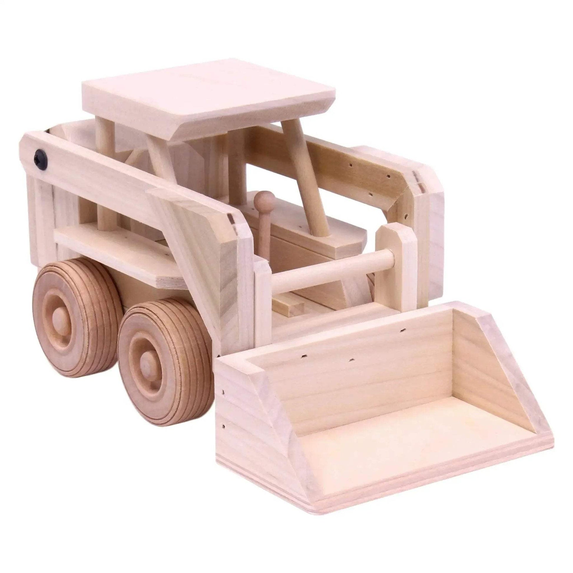 Wooden Skid Loader Toy, Skid Steer with Movable Bucket - ToylandEU