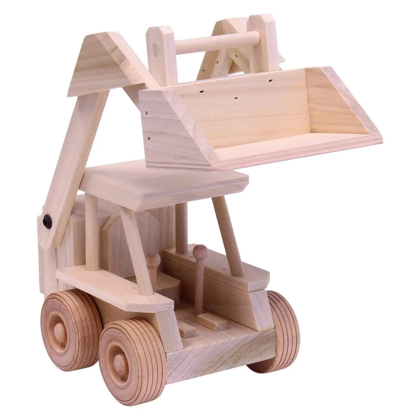 Wooden Skid Loader Toy, Skid Steer with Movable Bucket - ToylandEU