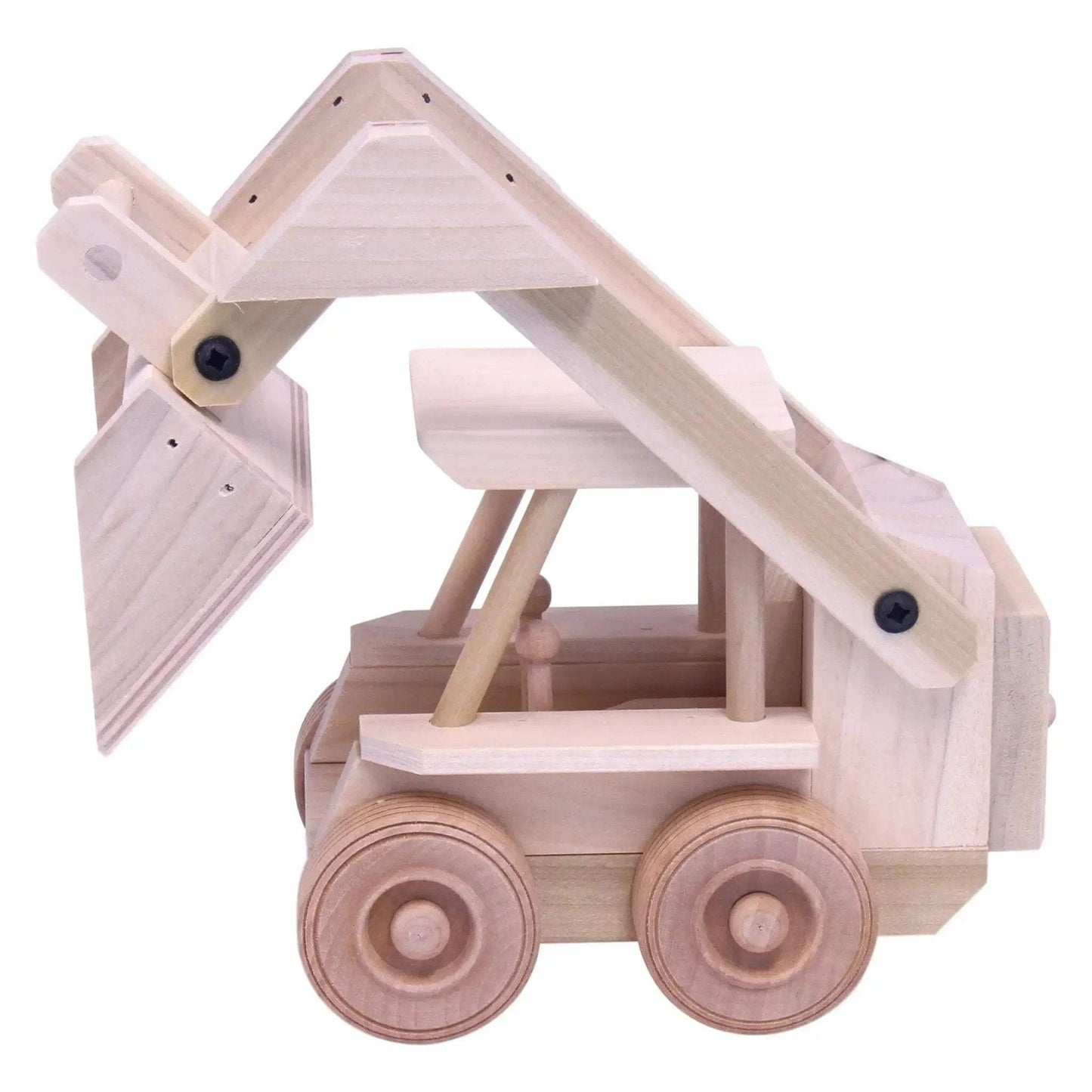 Wooden Skid Loader Toy, Skid Steer with Movable Bucket - ToylandEU