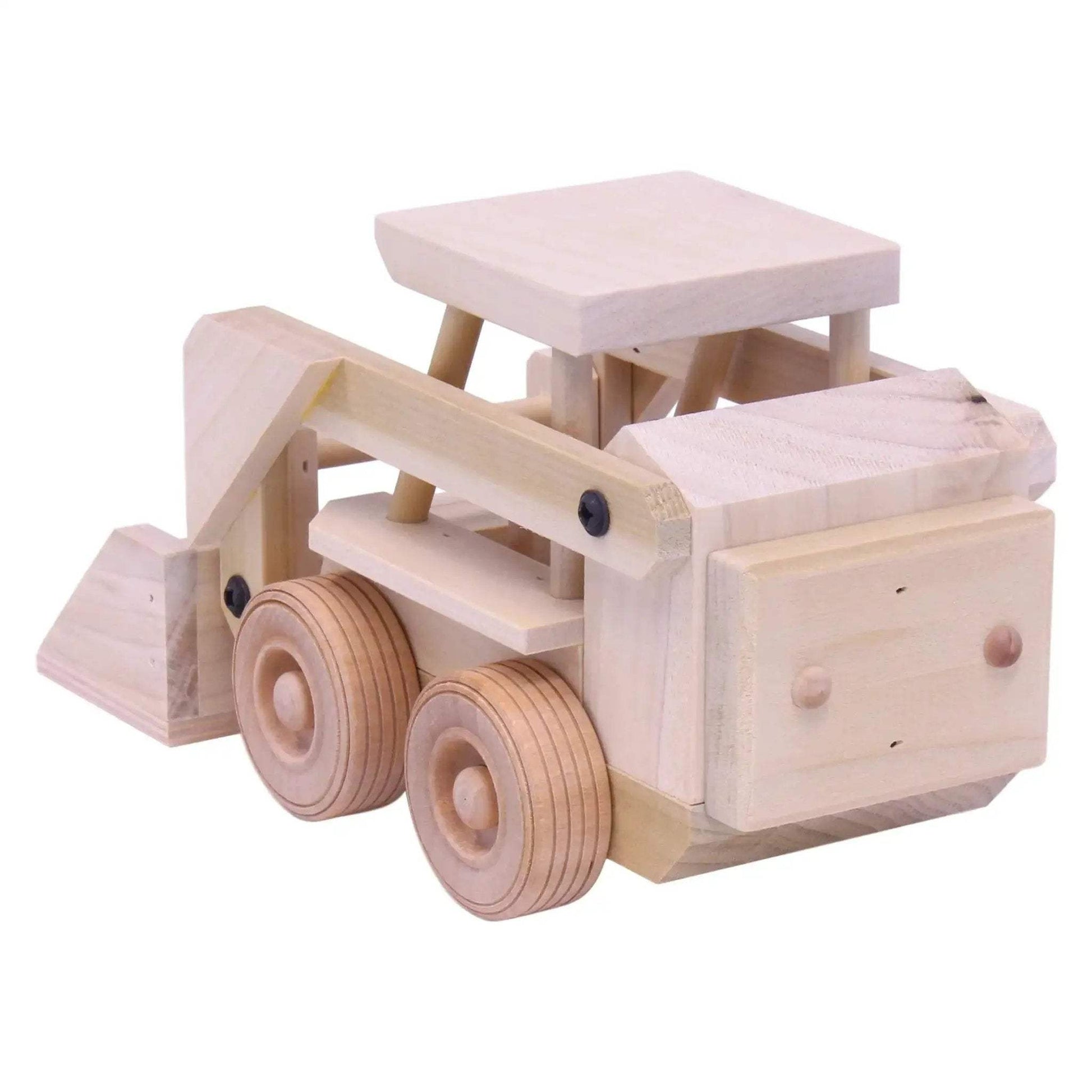 Wooden Skid Loader Toy, Skid Steer with Movable Bucket - ToylandEU