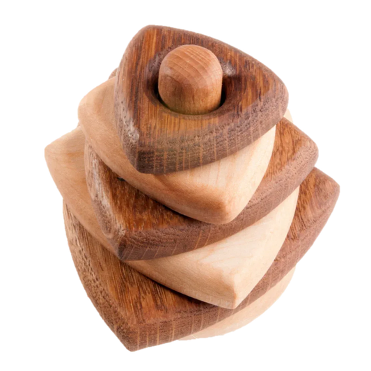  Wooden stacking toy in triangle shape from 2 types of wood -  ToylandEU™