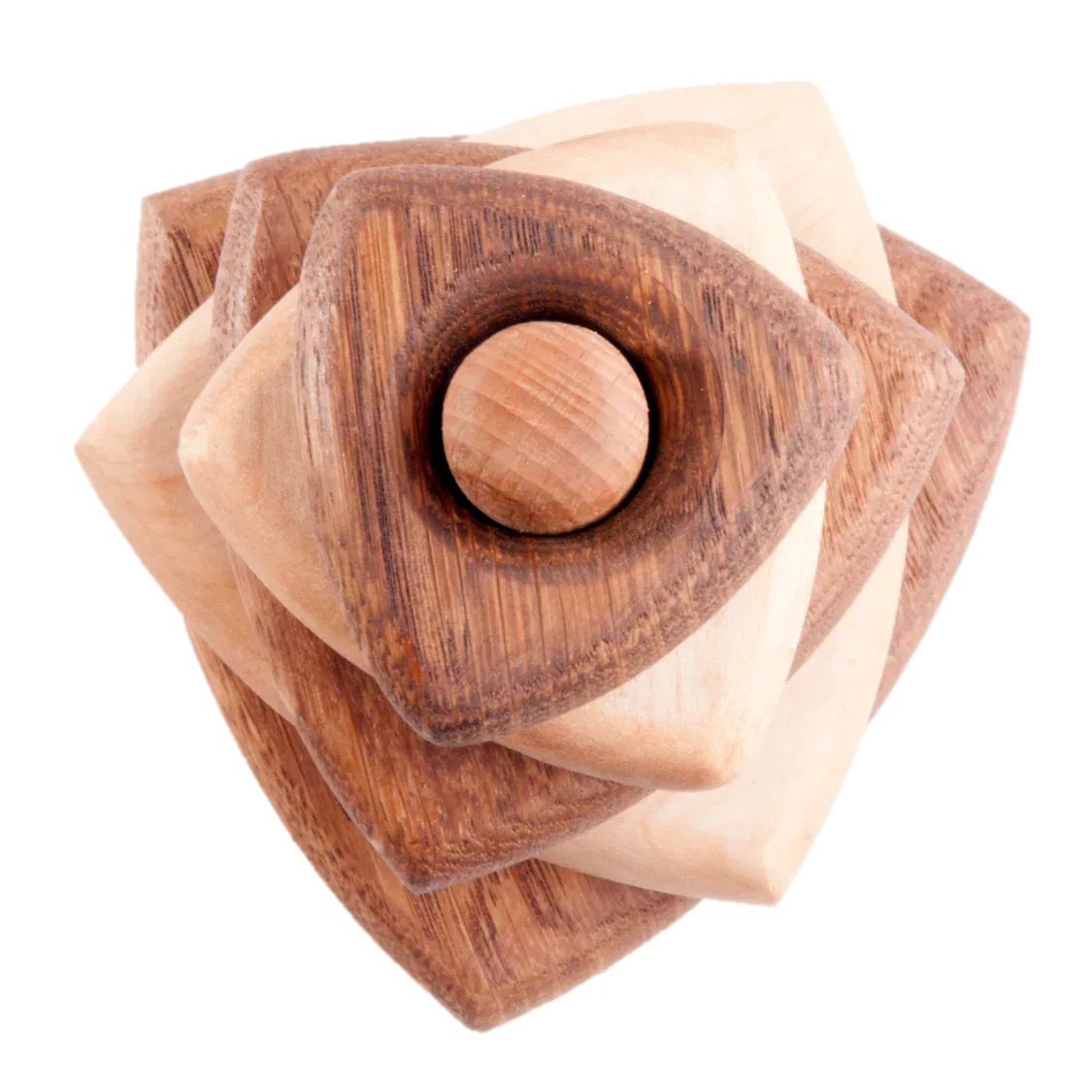 Wooden Stacking Toy Triangle Two Tone Oak Maple Rings - ToylandEU