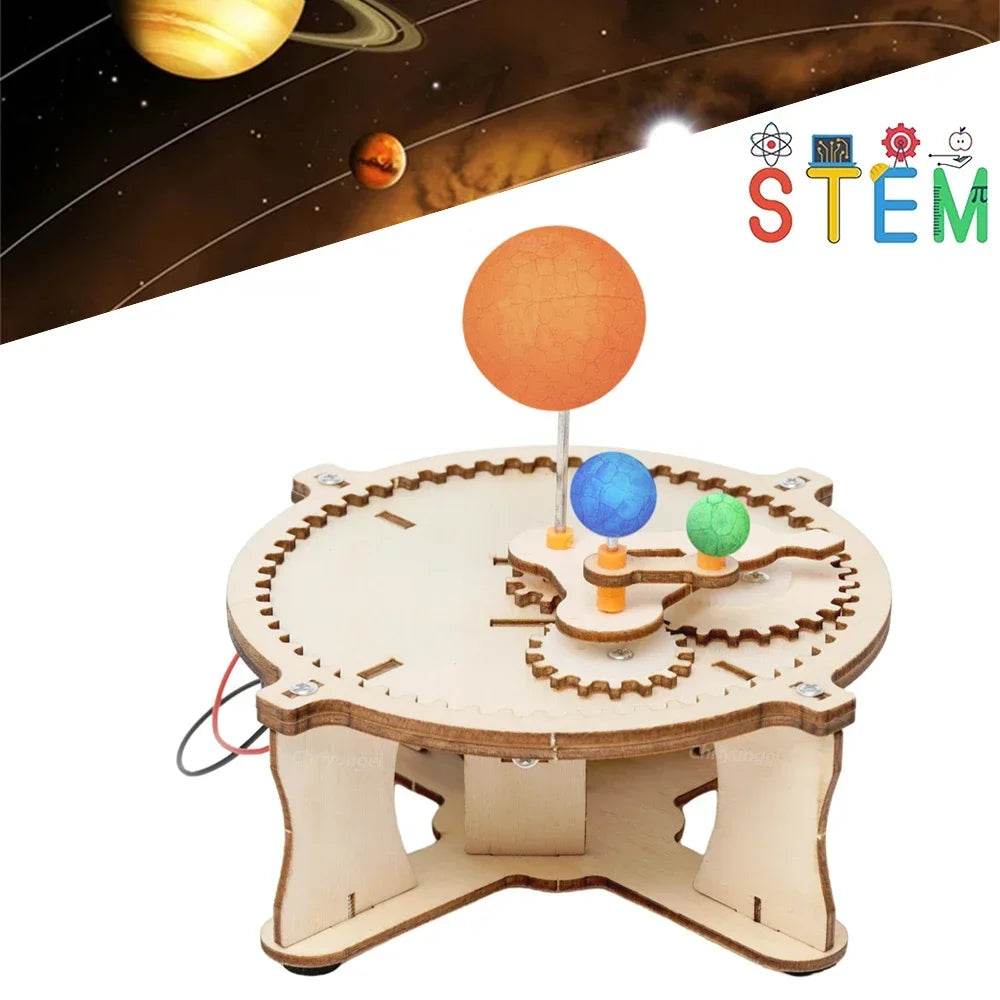 Wooden Sun Earth Moon Planet Solar System Model Kids Puzzle Mechanical Set DIY Science Toy - ToylandEU