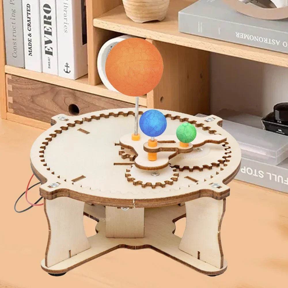 Wooden Sun Earth Moon Planet Solar System Model Kids Puzzle Mechanical Set DIY Science Toy - ToylandEU