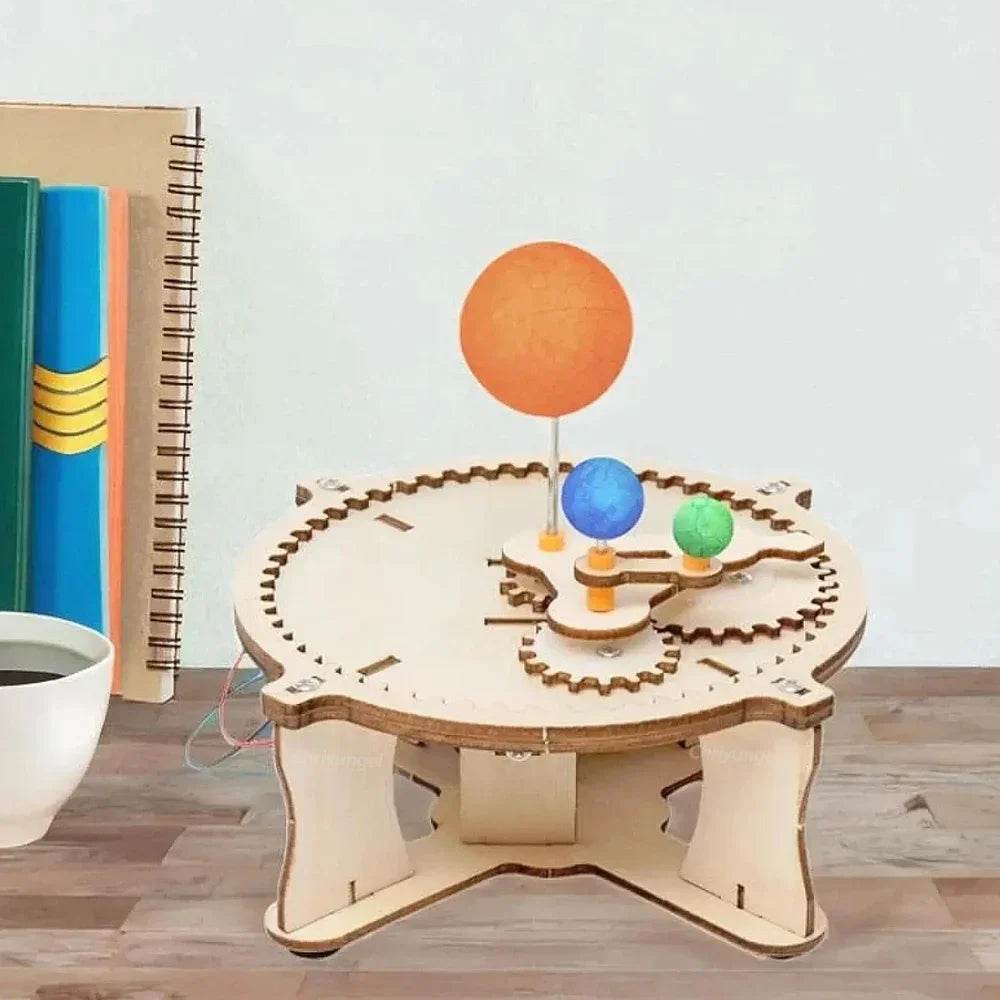 Wooden Sun Earth Moon Planet Solar System Model Kids Puzzle Mechanical Set DIY Science Toy - ToylandEU