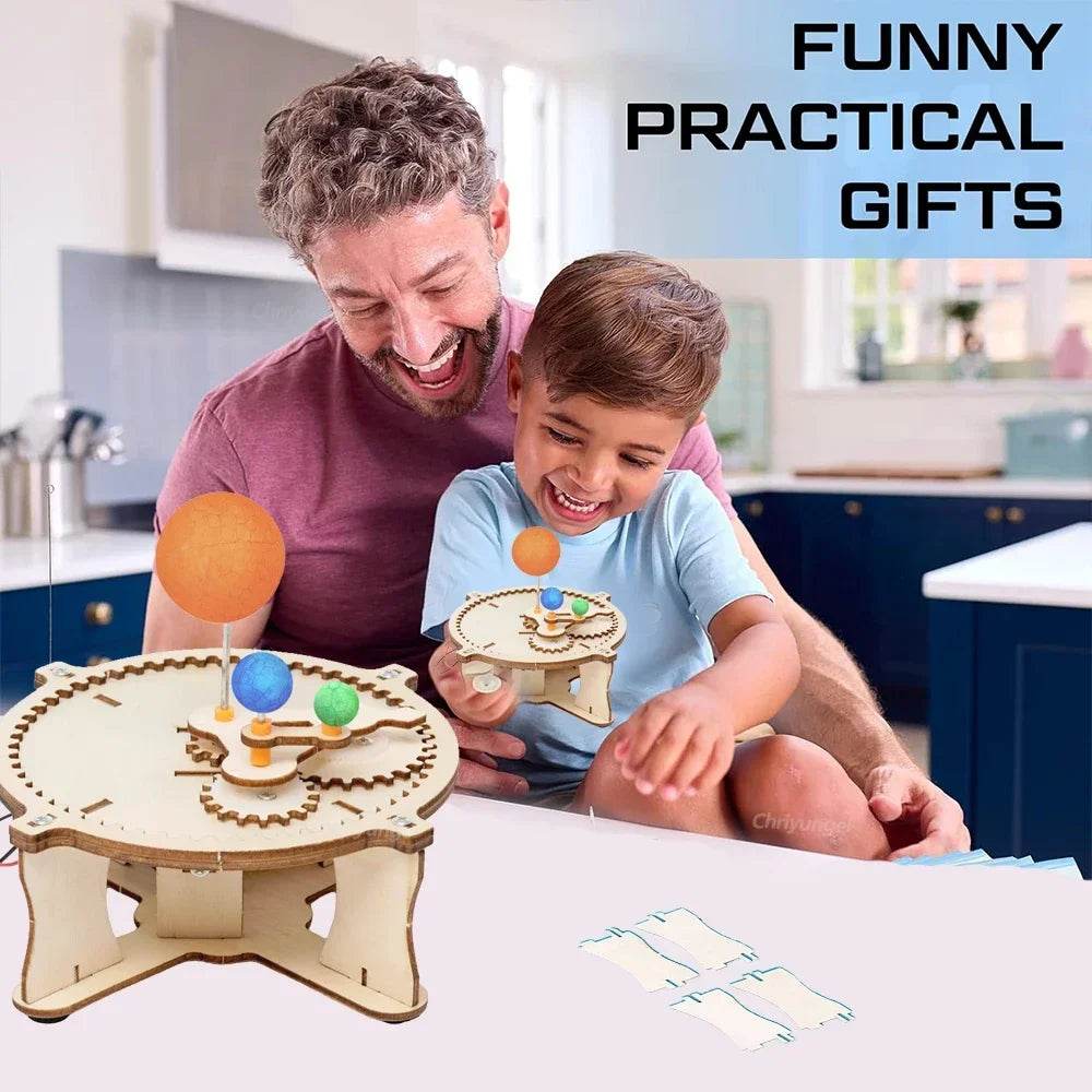 Wooden Sun Earth Moon Planet Solar System Model Kids Puzzle Mechanical Set DIY Science Toy - ToylandEU