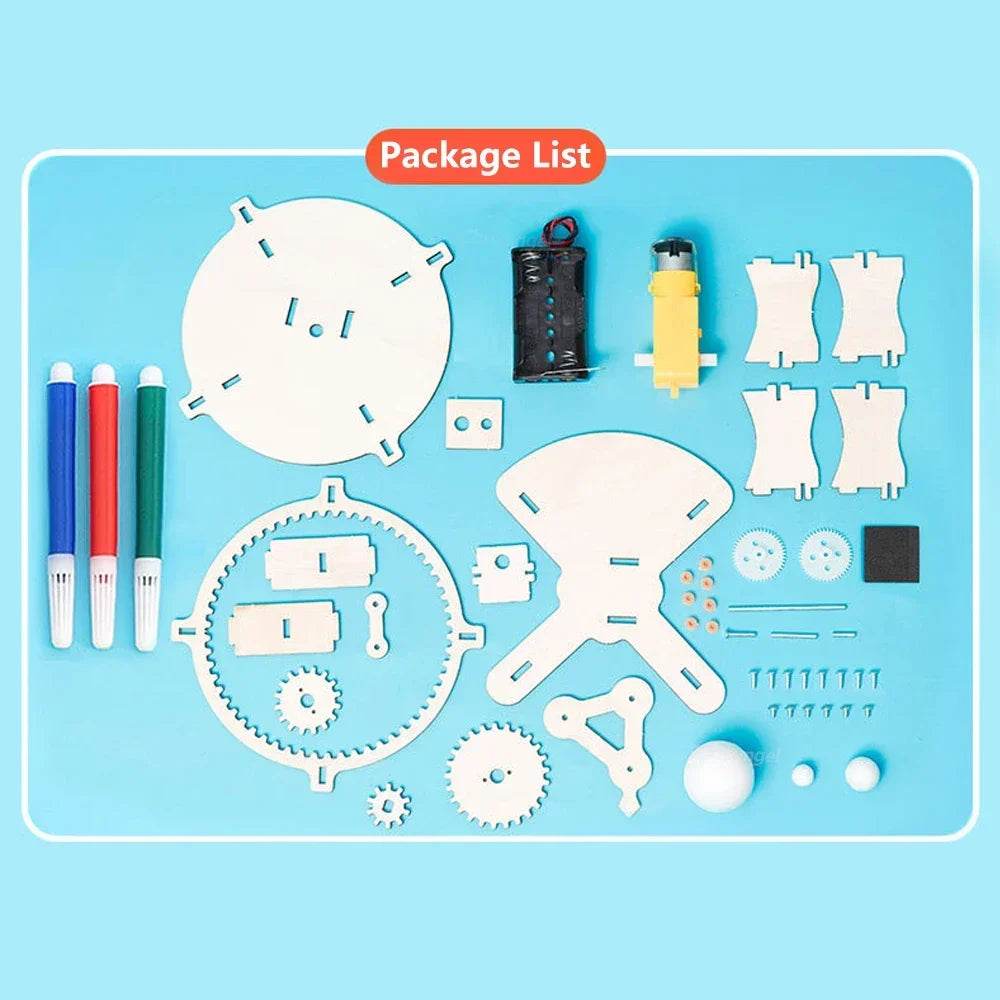 Wooden Sun Earth Moon Planet Solar System Model Kids Puzzle Mechanical Set DIY Science Toy - ToylandEU