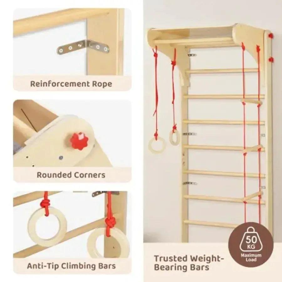  Wooden Swedish Ladder 4 In 1 Indoor Jungle Gym Safe -  ToylandEU™