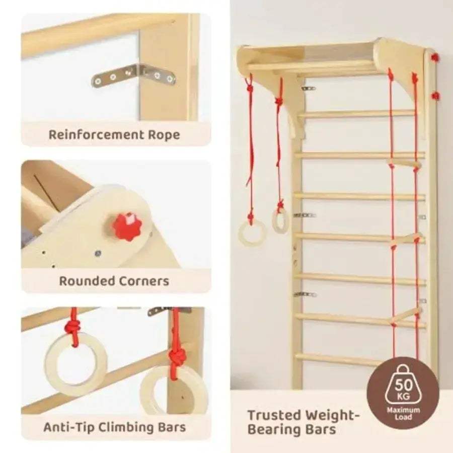 Wooden Swedish Ladder 4 In 1 Indoor Jungle Gym Set - ToylandEU