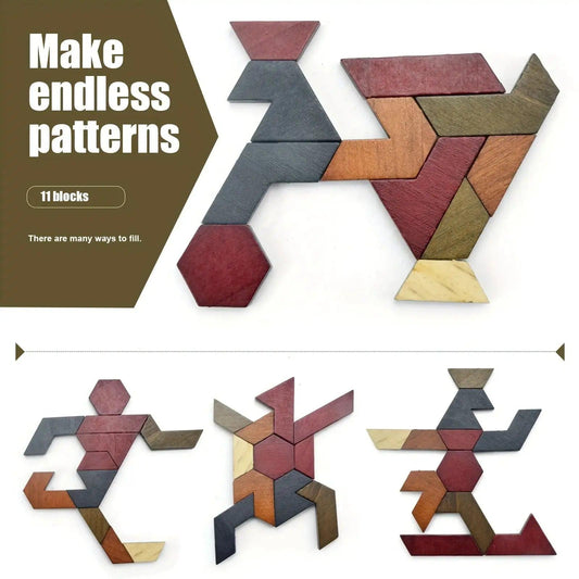  Wooden Tangram Puzzle Brain Teasers Safe For Kids -  ToylandEU™