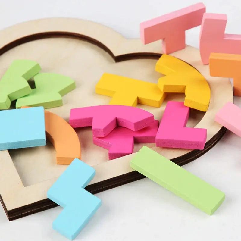  Wooden Tangram Puzzle for Kids Colorful Montessori Toy -  ToylandEU™
