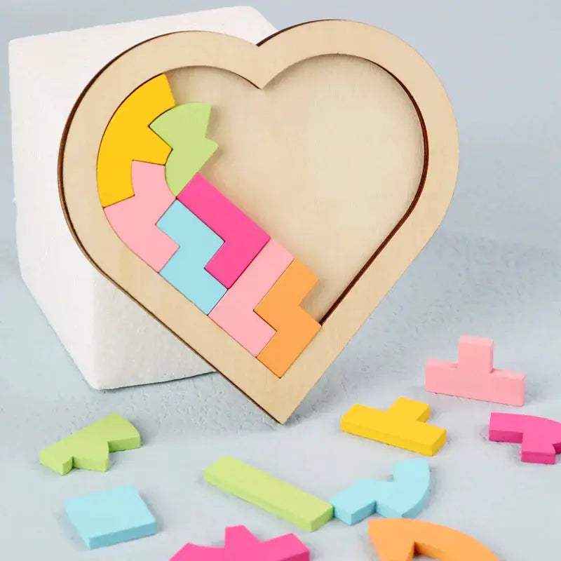  Wooden Tangram Puzzle for Kids Colorful Montessori Toy -  ToylandEU™