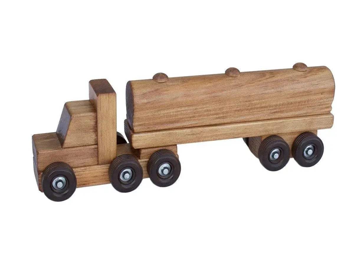 Wooden Tanker Semi Truck Toy, Small, Child-Safe Finish - ToylandEU