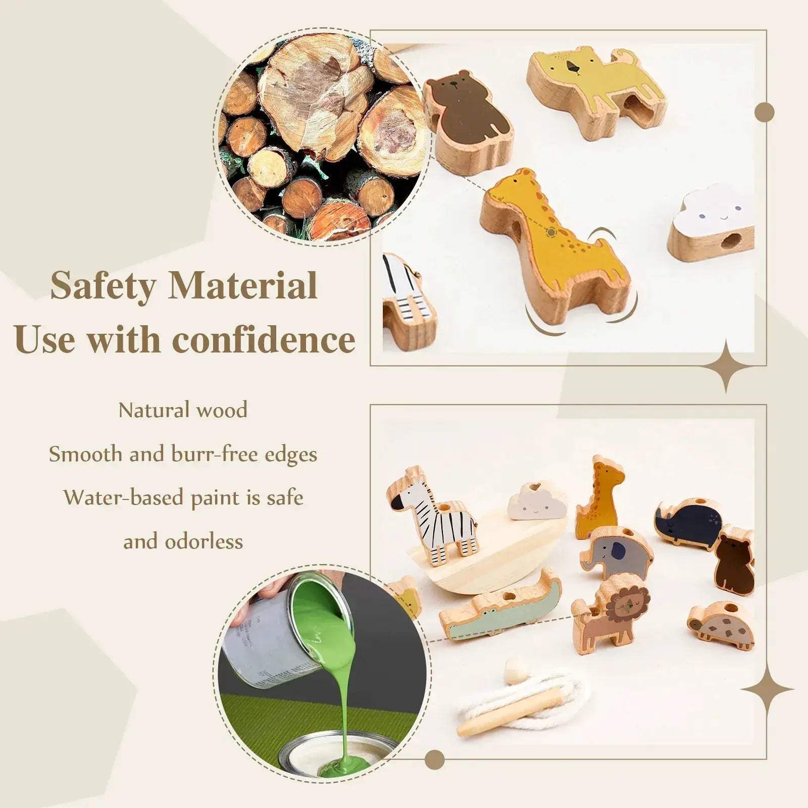 Wooden Threading Toys For Kids Montessori Blocks Hands On Learning - ToylandEU