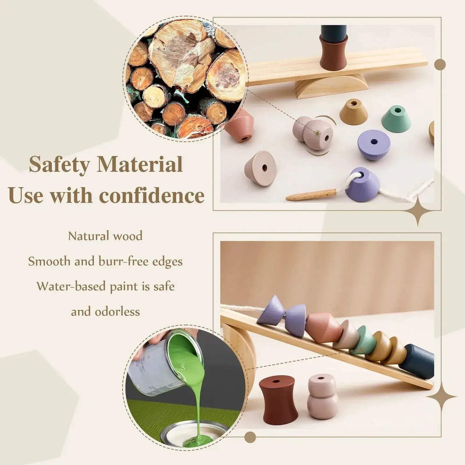 Wooden Threading Toys For Kids Montessori Blocks Hands On Learning - ToylandEU